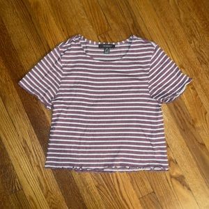 Women’s Magenta and White Striped Rippled T-shirt Size XS